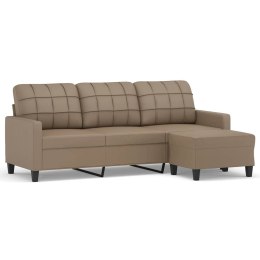 VidaXL 3-osobowa sofa z podnóżkiem, cappuccino, 180 cm, sztuczna skóra