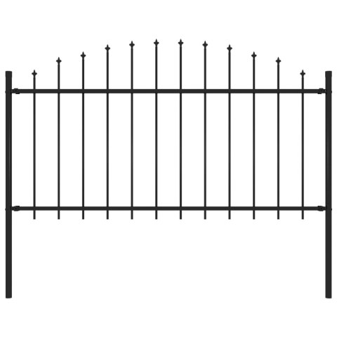 VidaXL Panel ogrodzeniowy z grotami, stal, (1,25-1,5) x 1,7 m, czarny