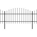 VidaXL Panele ogrodzeniowe z grotami, stal, (1-1,25)x10,2 m, czarne