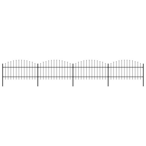 VidaXL Panele ogrodzeniowe z grotami, stal, (1-1,25) x 6,8 m, czarne