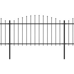 VidaXL Panele ogrodzeniowe z grotami, stal, (1,25-1,5) x 17 m, czarne