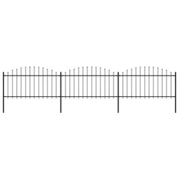 VidaXL Panele ogrodzeniowe z grotami, stal, (1,25-1,5) x 5,1 m, czarne