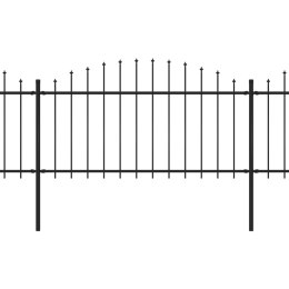 VidaXL Panele ogrodzeniowe z grotami, stal, (1,25-1,5) x 5,1 m, czarne
