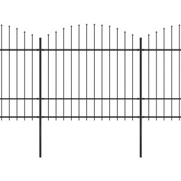 VidaXL Panele ogrodzeniowe z grotami, stal, (1,5-1,75)x11,9 m, czarne