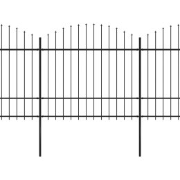 VidaXL Panele ogrodzeniowe z grotami, stal, (1,5-1,75) x 15,3 m, czarne