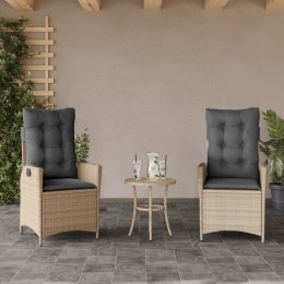 VidaXL Rozkładane fotele ogrodowe, 2 szt., poduszki, mieszany beż