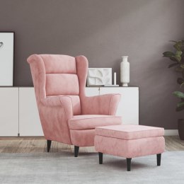 VidaXL Fotel uszak z podnóżkiem, różowy, tapicerowany aksamitem