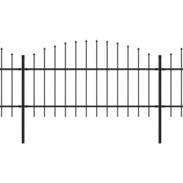VidaXL Panele ogrodzeniowe z grotami, stal, (1-1,25)x11,9 m, czarne