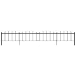 VidaXL Panele ogrodzeniowe z grotami, stal, (1,25-1,5) x 6,8 m, czarne
