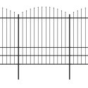 VidaXL Panele ogrodzeniowe z grotami, stal, (1,75-2) x 5,1 m, czarne