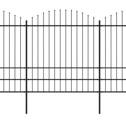 VidaXL Panele ogrodzeniowe z grotami, stal, (1,75-2) x 8,5 m, czarne