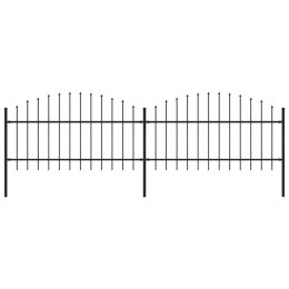 VidaXL Panele ogrodzeniowe z grotami, stal, (1-1,25) x 3,4 m, czarne