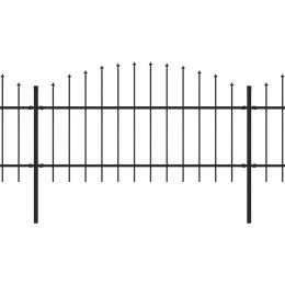 VidaXL Panele ogrodzeniowe z grotami, stal, (1-1,25) x 3,4 m, czarne