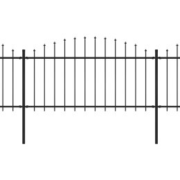 VidaXL Panele ogrodzeniowe z grotami, stal, (1,25-1,5)x11,9 m, czarne