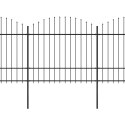 VidaXL Panele ogrodzeniowe z grotami, stal, (1,5-1,75) x 17 m, czarne