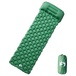 VidaXL Materac kempingowy z poduszką, 1-osobowy, zielony