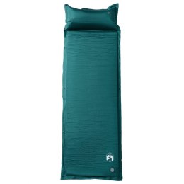 VidaXL Materac samopompujący z poduszką, 1-osobowy, zielony