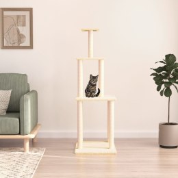 VidaXL Drapak dla kota z sizalowymi słupkami, kremowy, 149 cm