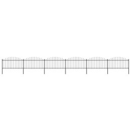 VidaXL Panele ogrodzeniowe z grotami, stal, (1,25-1,5)x10,2 m, czarne