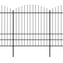 VidaXL Panele ogrodzeniowe z grotami, stal, (1,75-2) x 11,9 m, czarne