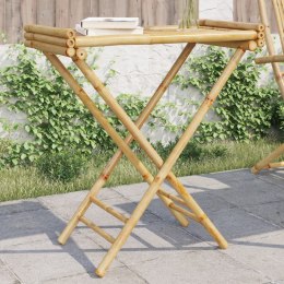 VidaXL Składany stolik ogrodowy z tacą, 70,5x42,5x80 cm, bambusowy
