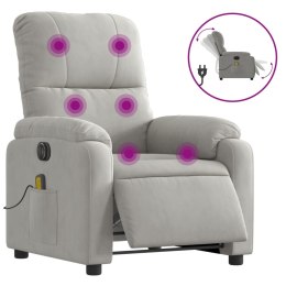 VidaXL Rozkładany fotel elektryczny, masujący, jasnoszary, mikrofibra