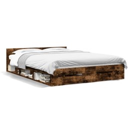 VidaXL Rama łóżka z szufladami, przydymiony dąb, 140x200 cm