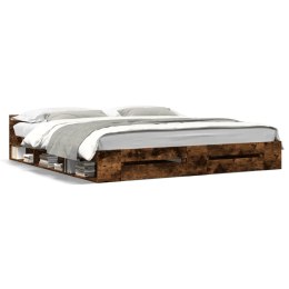 VidaXL Rama łóżka z szufladami, przydymiony dąb, 180x200 cm