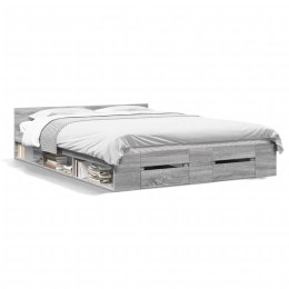VidaXL Rama łóżka z szufladami, szary dąb sonoma, 150x200 cm