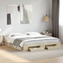 VidaXL Rama łóżka z szufladami, kolor dąb sonoma, 200x200 cm