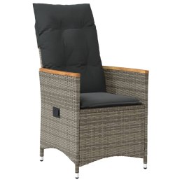 VidaXL Rozkładane krzesło ogrodowe z poduszkami, szary polirattan