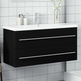 VidaXL Szafka łazienkowa z wbudowaną umywalką, czarna
