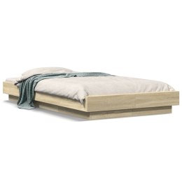 VidaXL Rama łóżka z LED, dąb sonoma, 75x190cm, materiał drewnopochodny