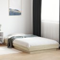 VidaXL Rama łóżka z LED, dąb sonoma, 75x190cm, materiał drewnopochodny