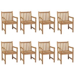 VidaXL Krzesła ogrodowe z beżowymi poduszkami, 8 szt., drewno tekowe