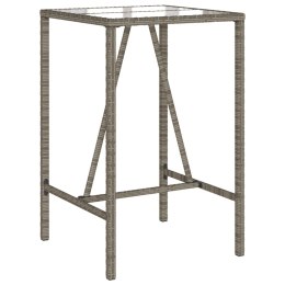 VidaXL Ogrodowy stolik barowy, szary, 70x70x110 cm, polirattan