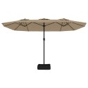 VidaXL Podwójny parasol ogrodowy z LED, kolor taupe, 449x245 cm