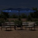 VidaXL Podwójny parasol ogrodowy z LED, niebieski, 449x245 cm