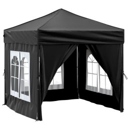 VidaXL Składany namiot imprezowy ze ściankami, czarny, 2x2 m