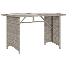 VidaXL Stół ogrodowy ze szklanym blatem, jasnoszary, 110x68x70 cm