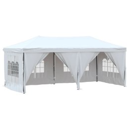 VidaXL Składany namiot imprezowy ze ściankami, biały, 3x6 m