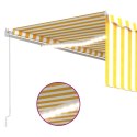 VidaXL Ręcznie zwijana markiza z zasłoną i LED, 4,5x3 m, żółto-biała