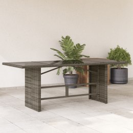 VidaXL Stół ogrodowy ze szklanym blatem, szary, 190x80x75 cm