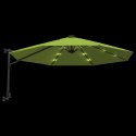 VidaXL Ścienny parasol ogrodowy z LED, zielony, 290 cm