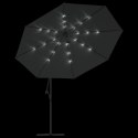VidaXL Parasol wiszący z LED i metalową rurą, 350 cm, antracytowy