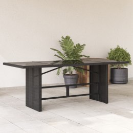 VidaXL Stół ogrodowy ze szklanym blatem, czarny, 190x80x75 cm