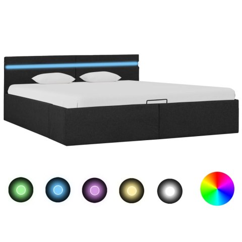 VidaXL Rama łóżka, podnośnik i LED, ciemnoszara, tkanina, 180 x 200 cm