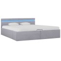 VidaXL Rama łóżka, podnośnik i LED, jasnoszara, tkanina, 180 x 200 cm