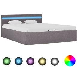 VidaXL Rama łóżka z podnośnikiem i LED, taupe, tkanina, 120 x 200 cm