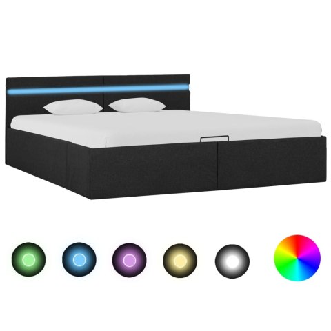 VidaXL Rama łóżka, podnośnik i LED, ciemnoszara, tkanina, 160 x 200 cm